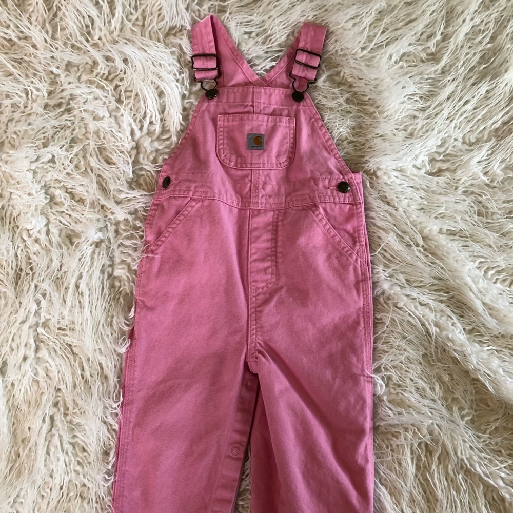 Pink Carhartt overalls size 24 months great for matching family photos etc